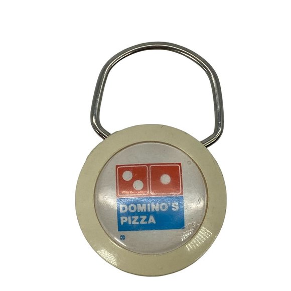 Vintage Dominos Pizza Keychain Fob Key Ring Small - Picture 1 of 4